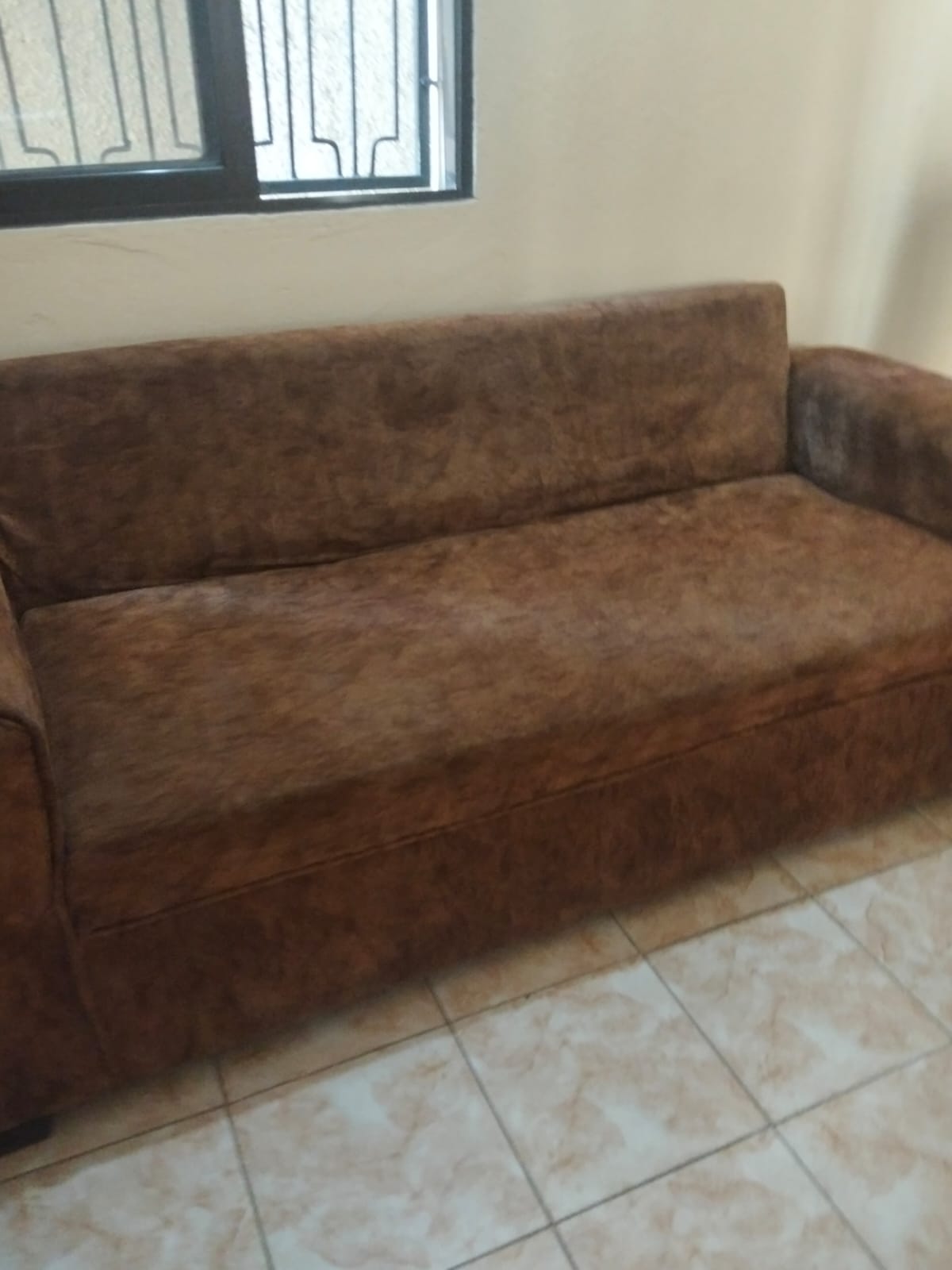 Gray sofa set before and after professional home cleaning